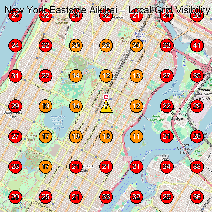 New York Eastside Aikikai GeoGrid visibility map for Aikido School in Jersey City